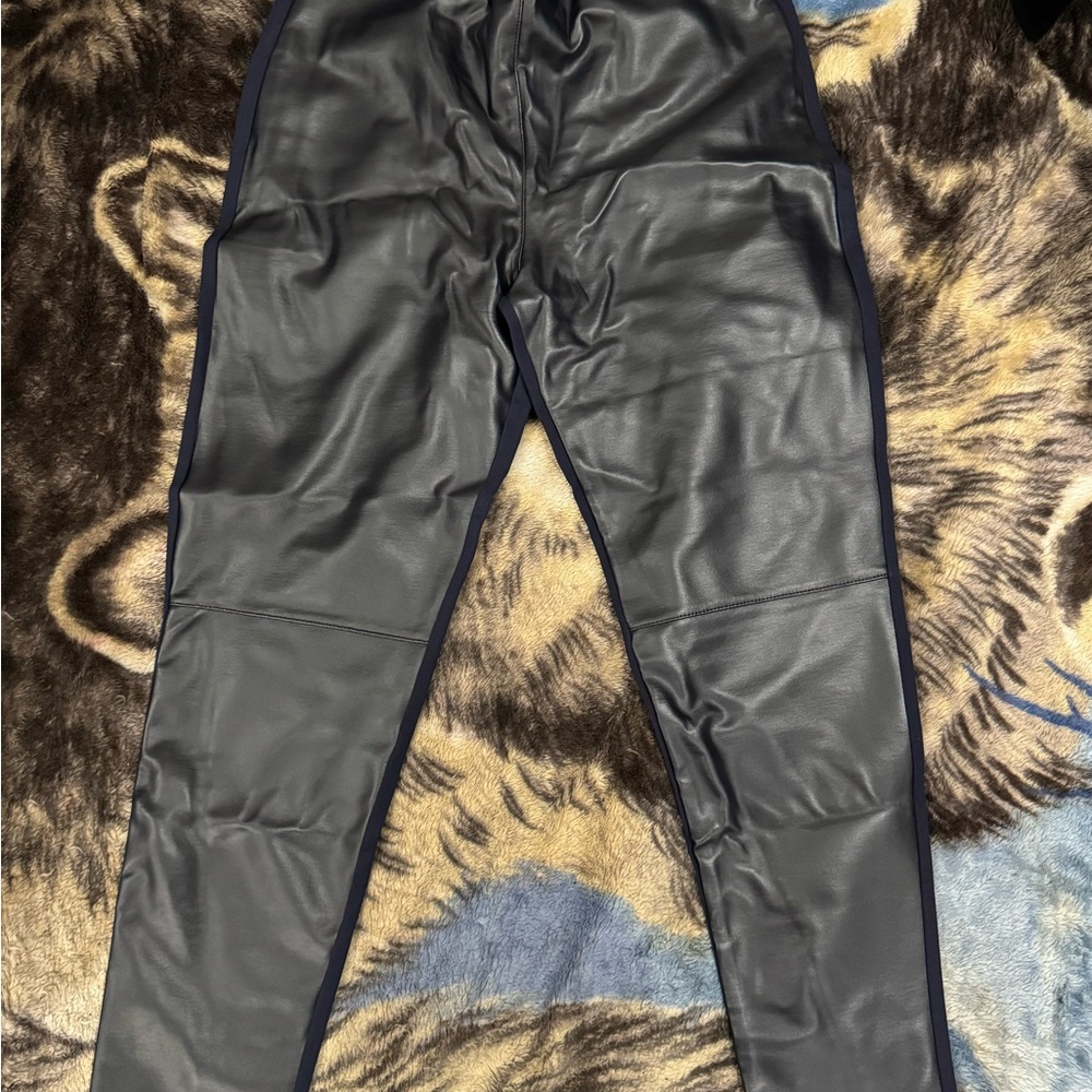 Black Faux Leather Pants ( PETITE M )